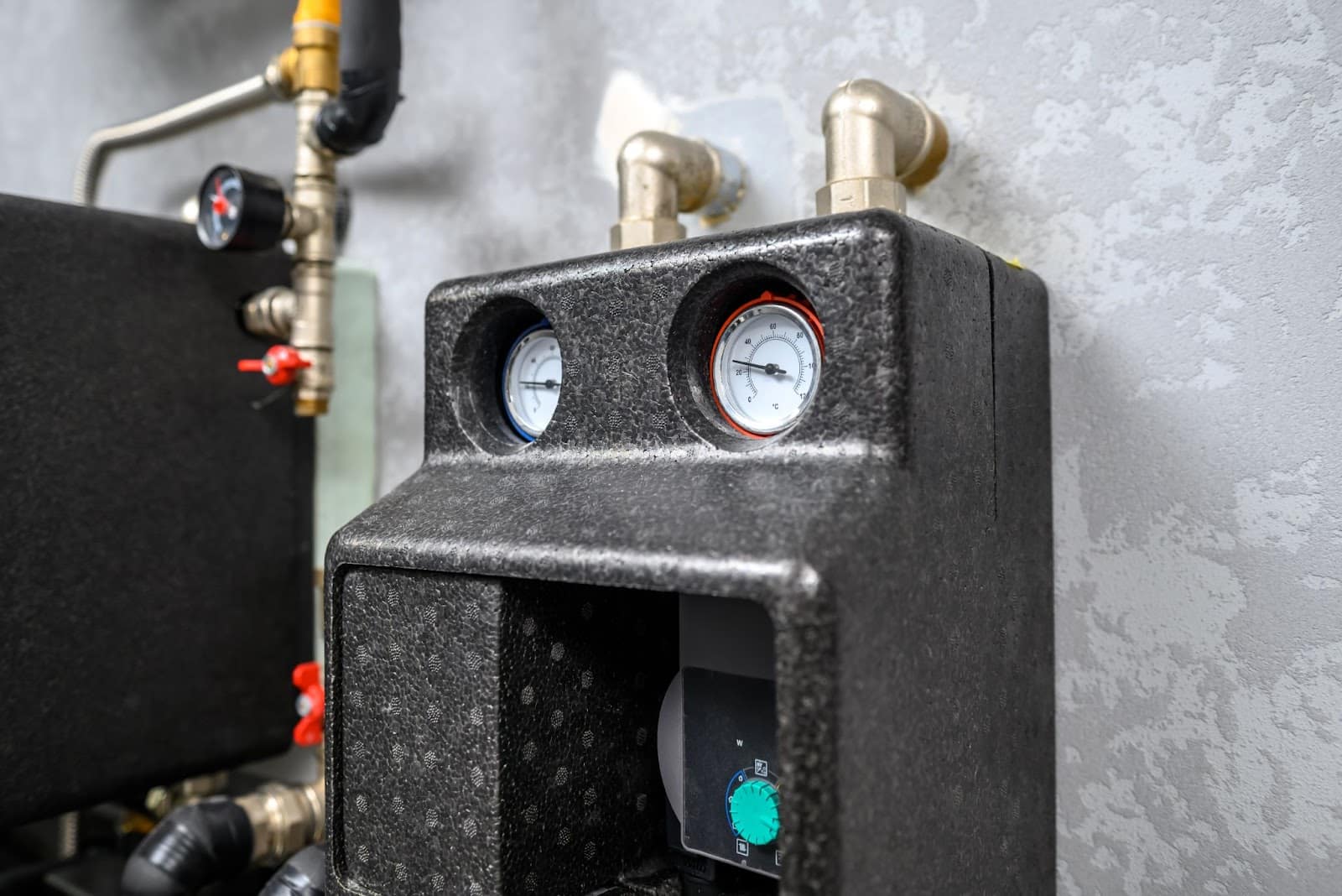 A modern, efficient residential boiler room with sleek equipment and organized propane lines for optimal heating.