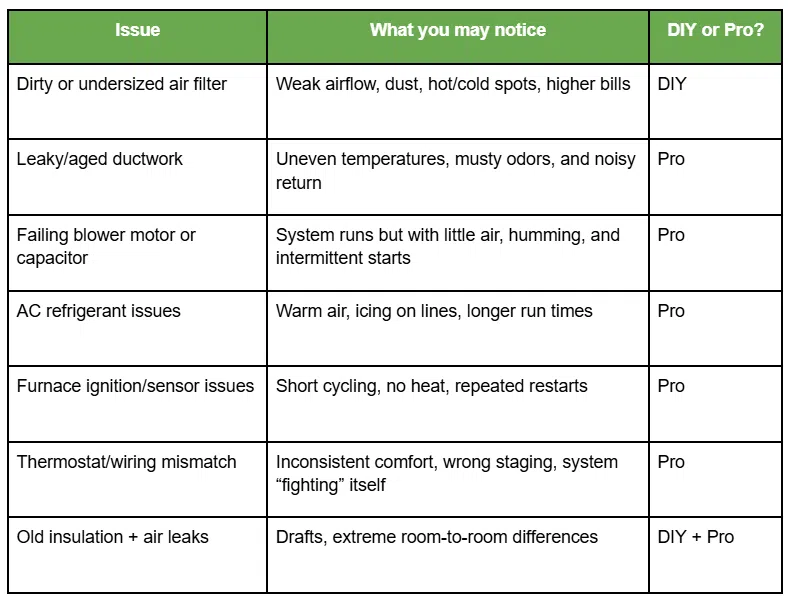 common problems in older-home HVAC systems